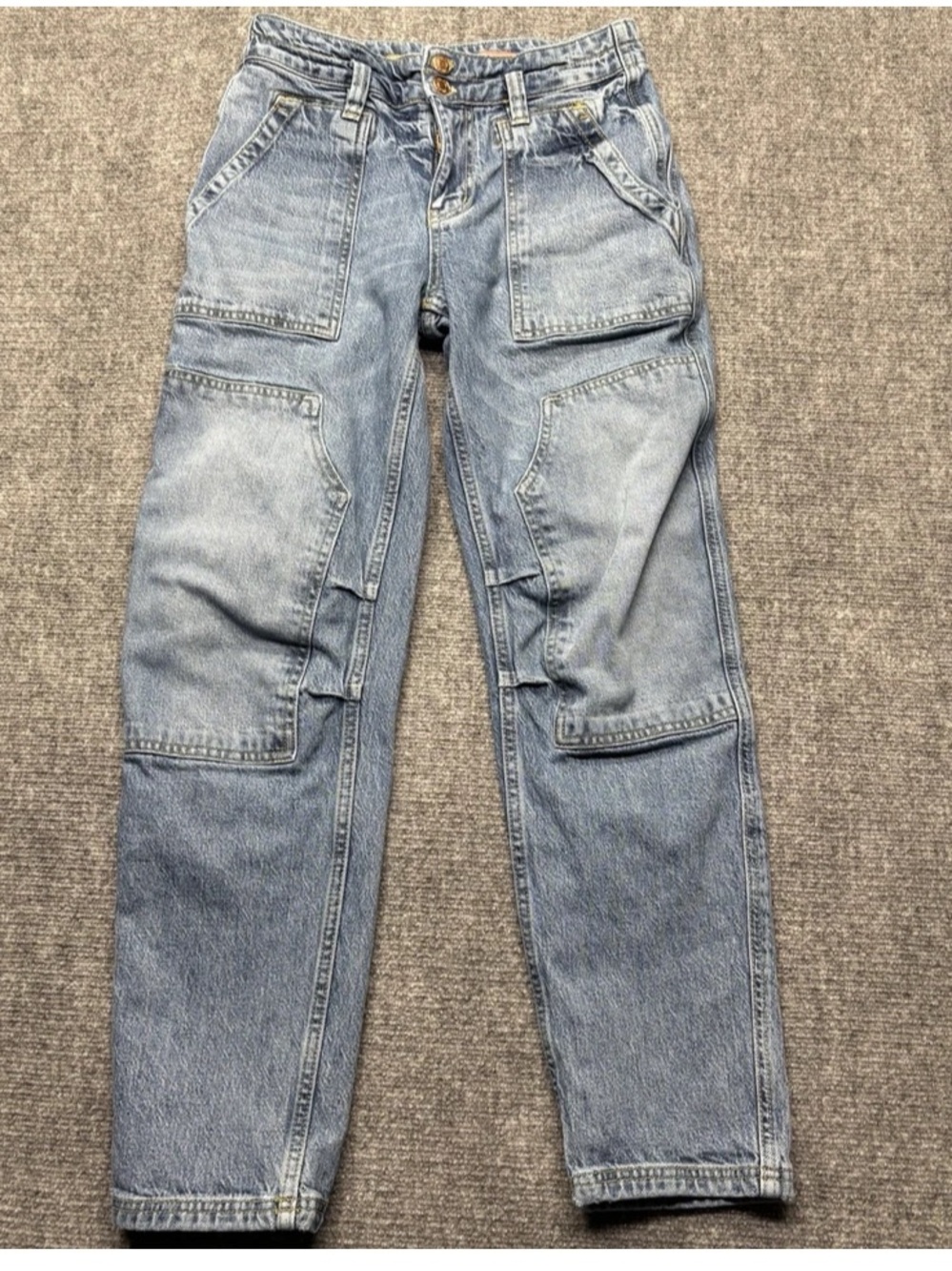 PILCRO The Wanderer relaxed utility double knee barrel leg jeans SZ 27